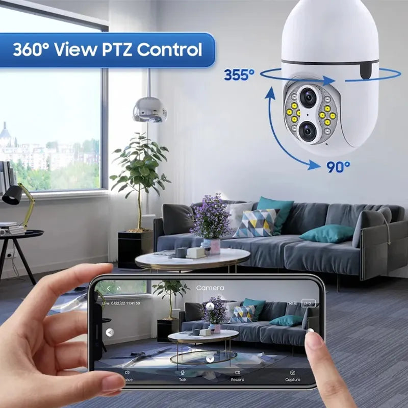 Camara tipo bombillo doble lente 360 grados